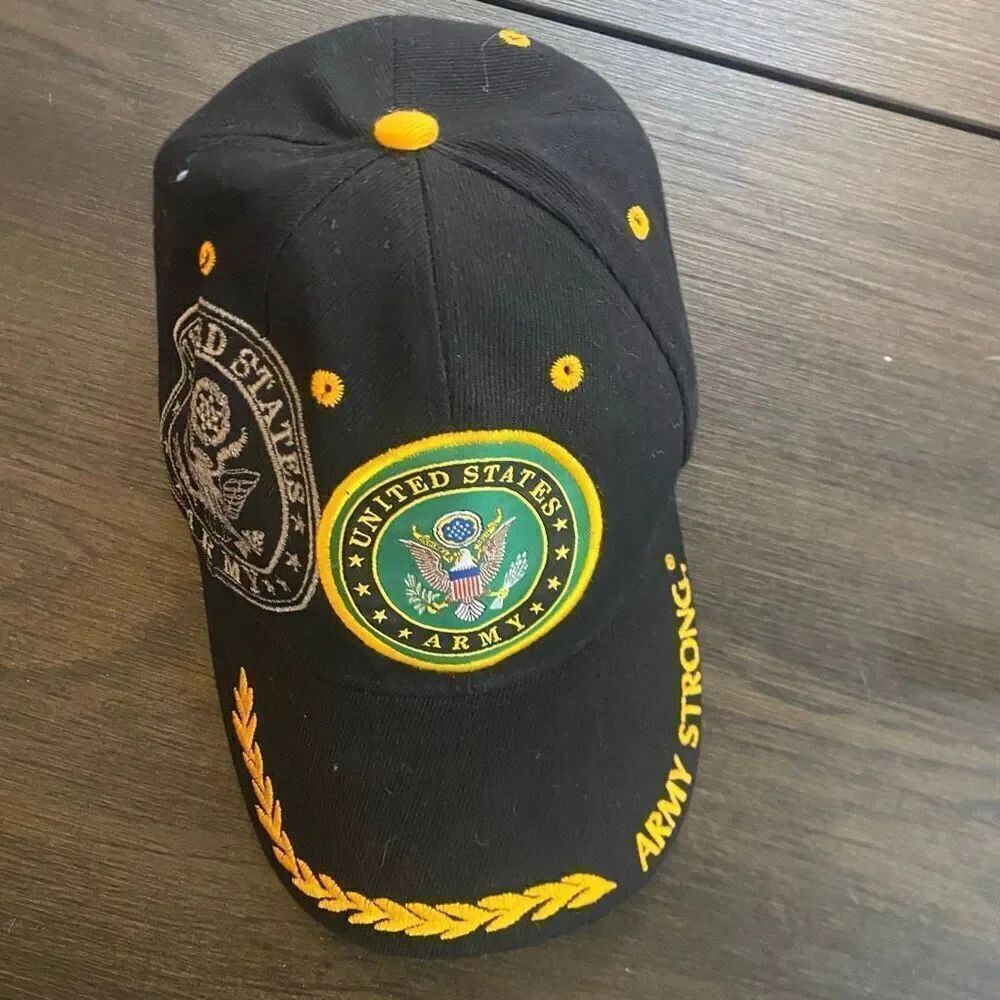 United States Army strong black hat gold one size fits all